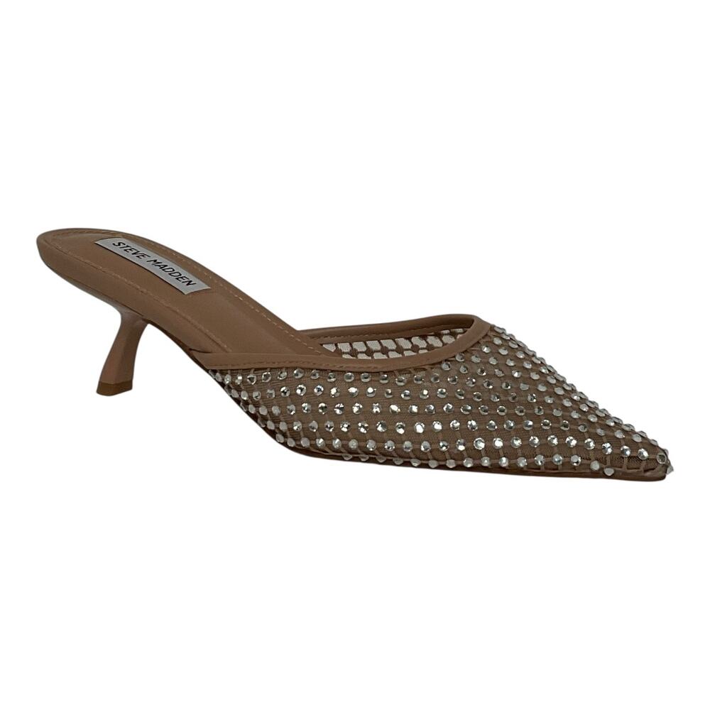 Steve Madden Women's Micki Rhinestone Kitten Heel Mule Pumps Blush Size 8